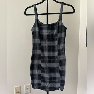 Plaid body con over dress